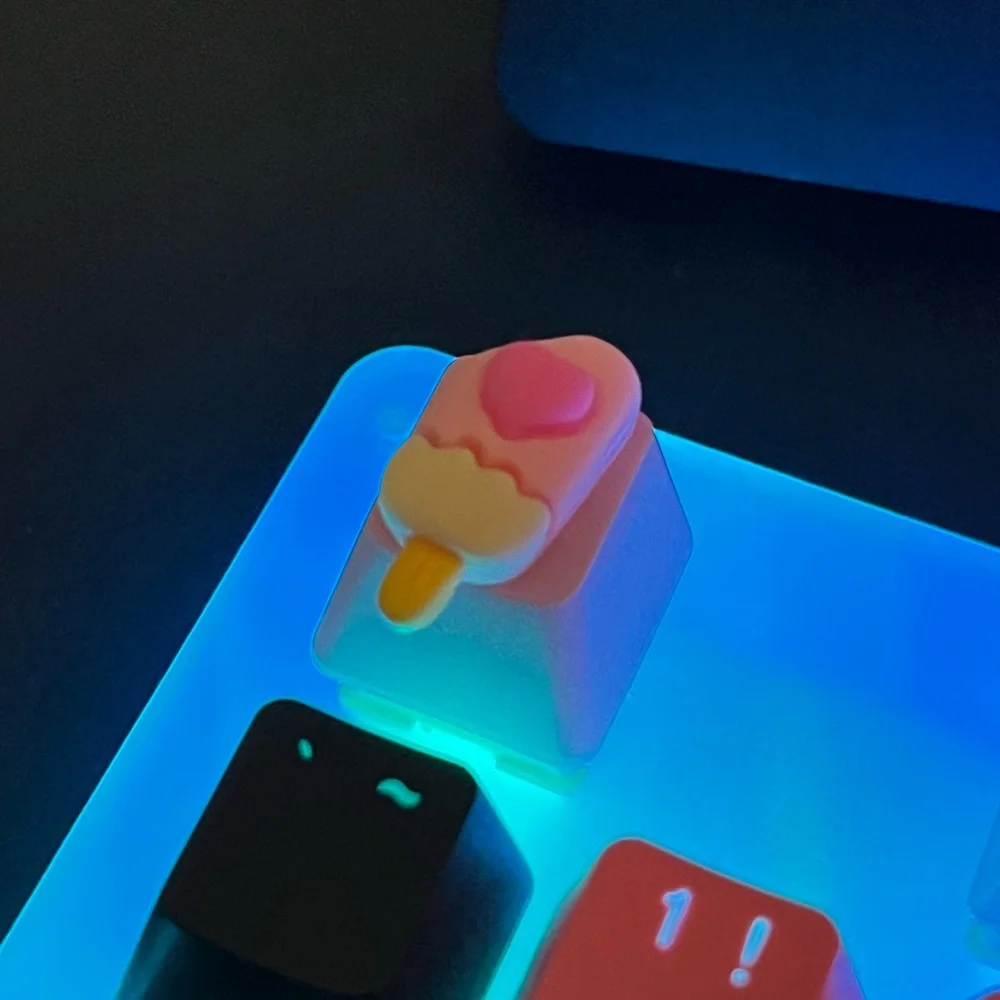 Cute Pink Popsicle Heart Kawaii Keycap, for OEM switches